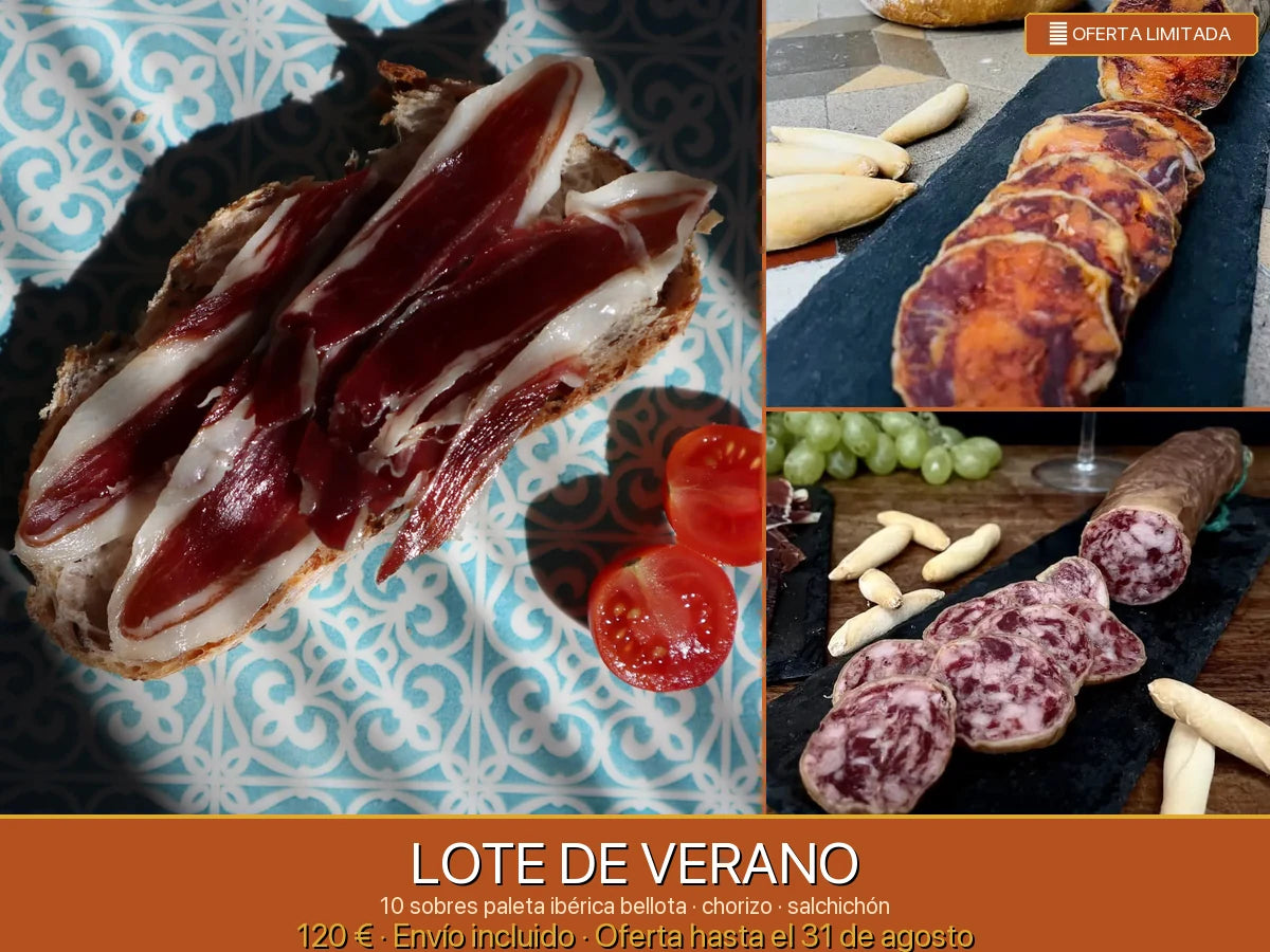Lote de Verano 2026 — paleta ibérica, chorizo y salchichón ibérico de bellota