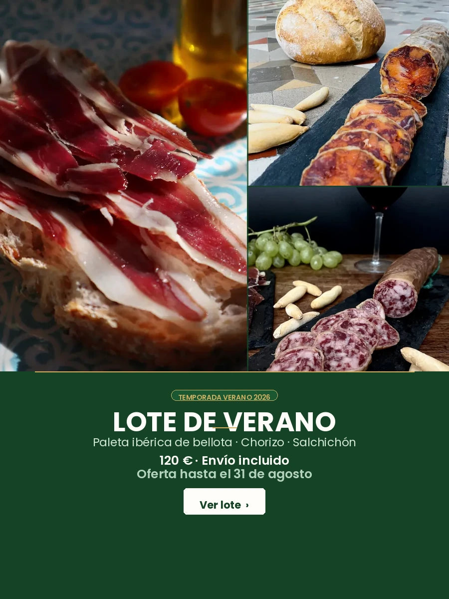 Lote de Verano 2026 — paleta ibérica, chorizo y salchichón ibérico de bellota